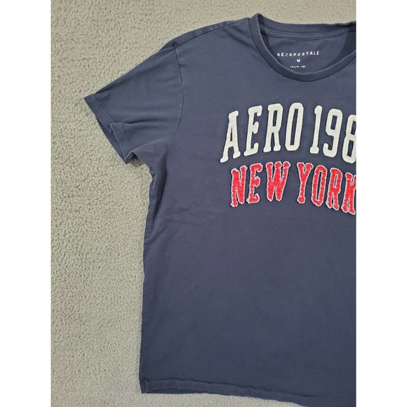 Aeropostale Shirt Mens Medium Blue Short Sleeve Spell Out Chest Logo Preppy Aero - Picture 4 of 9